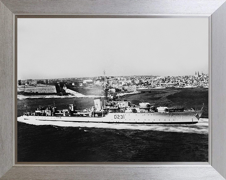 HMS Vigo (D231) Photo Print - Malta 1952 - Royal Navy Battle Class Destroyer Posters, Prints, & Visual Artwork Hampshire Prints 10 x 8 Silver Frame No