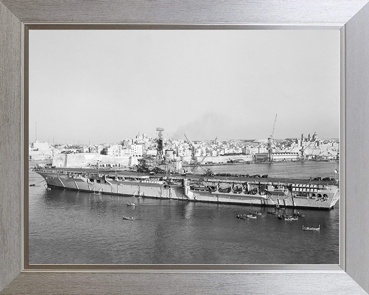 HMS Albion (R07) Royal Navy Centaur Class Carrier Grand Harbour Valletta Photo Print Wall Art Naval Decor Posters, Prints, & Visual Artwork Hampshire Prints 10 x 8 Silver Frame No