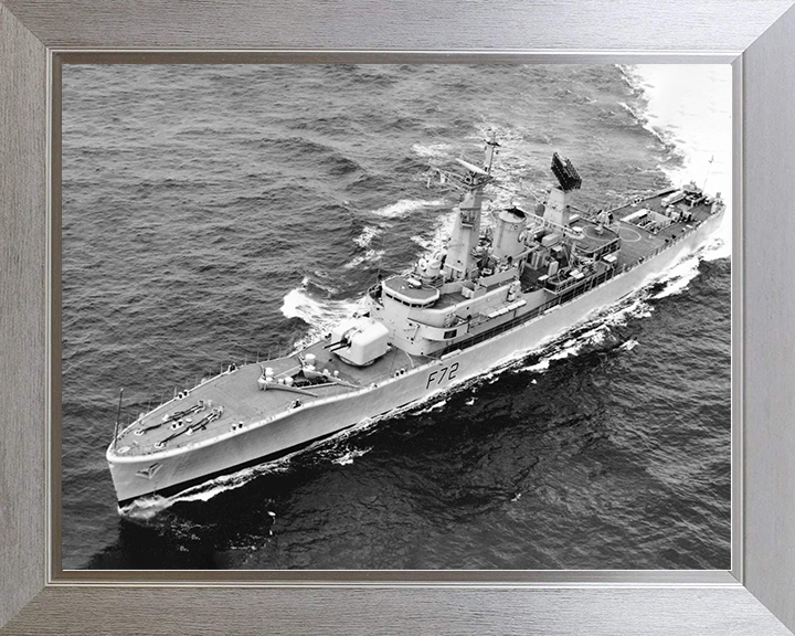 HMS Ariadne (F72) Royal Navy Leander Class Frigate From Above Photo Print Wall Art Decor Posters, Prints, & Visual Artwork Hampshire Prints 10 x 8 Silver Frame No