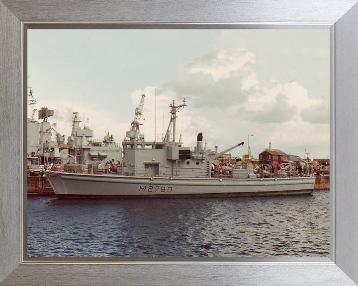 HMS Woodlark (HMS Yaxham) (M2780) Photo Print - In Port - Royal Navy Survey Vessel Hampshire Prints 10 x 8 Silver Frame No
