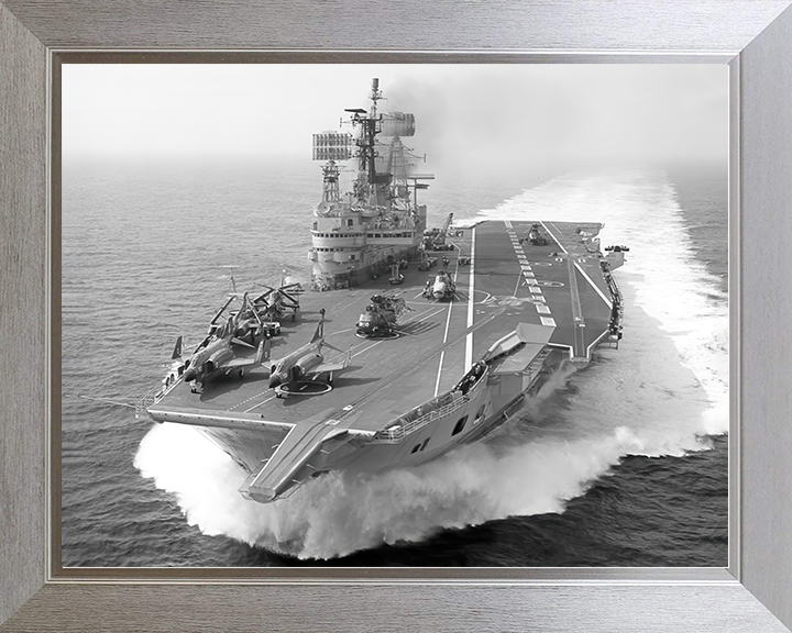 HMS Ark Royal (R09) Royal Navy Audacious Class Aircraft Carrier Underway Photo Print Wall Art Decor Posters, Prints, & Visual Artwork Hampshire Prints 10 x 8 Silver Frame No