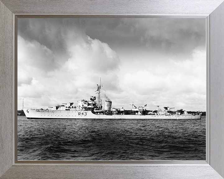 HMS Comus (R43) Royal Navy C Class Destroyer Port Beam View Photo Print Wall Art Decor Posters, Prints, & Visual Artwork Hampshire Prints 10 x 8 Silver Frame No