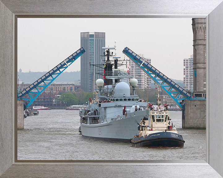 HMS Edinburgh (D97) Photo Print - Tower Bridge 2013 - Royal Navy Type 42 Destroyer Hampshire Prints 10 x 8 Silver Frame No
