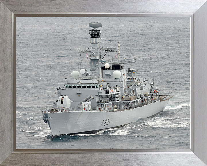 HMS Argyll (F231) Royal Navy Type 23 Frigate Caribbean 2014 Photo Print Wall Art Naval Decor Posters, Prints, & Visual Artwork Hampshire Prints 10 x 8 Silver Frame No