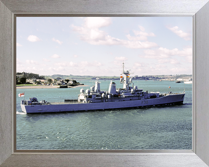 HMS Arethusa (F38) Royal Navy Leander Class Frigate Entering Harbour Photo Print Wall Art Decor Posters, Prints, & Visual Artwork Hampshire Prints 10 x 8 Silver Frame No