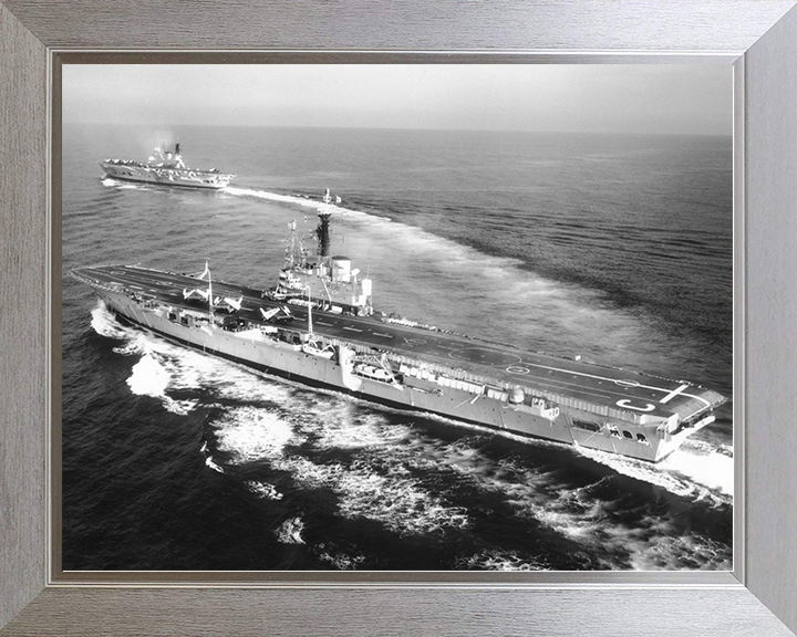 HMS Centaur (R06) Royal Navy Centaur Class Carrier High Port Side View Photo Print Wall Art Decor Posters, Prints, & Visual Artwork Hampshire Prints 10 x 8 Silver Frame No