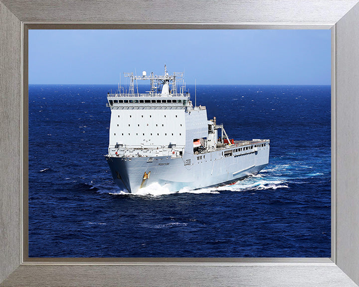 RFA Mounts Bay (L3008) Photo Print - Starboard Bow View at Sea - Royal Fleet Auxiliary Bay Class Ship Hampshire Prints 10 x 8 Silver Frame No