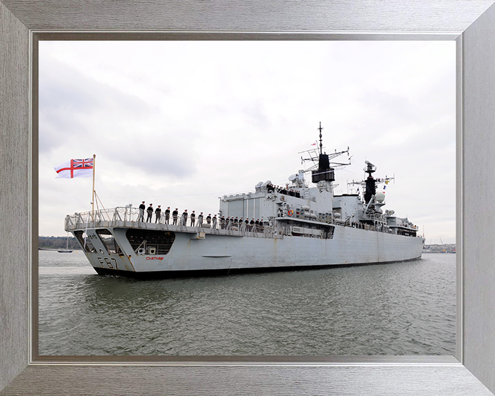 HMS Chatham (F87) Royal Navy Type 22 Frigate Devonport 2011 Photo Print Wall Art Decor Posters, Prints, & Visual Artwork Hampshire Prints 10 x 8 Silver Frame No