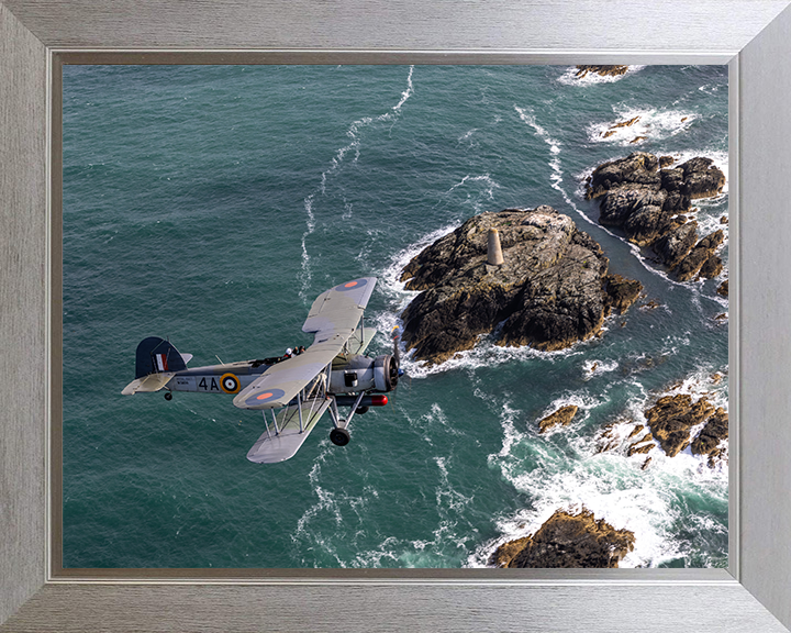 Royal Navy Swordfish Mk1 Plane Over the Coast Photo Print - Royal Navy Aircraft Hampshire Prints 10 x 8 Silver Frame No