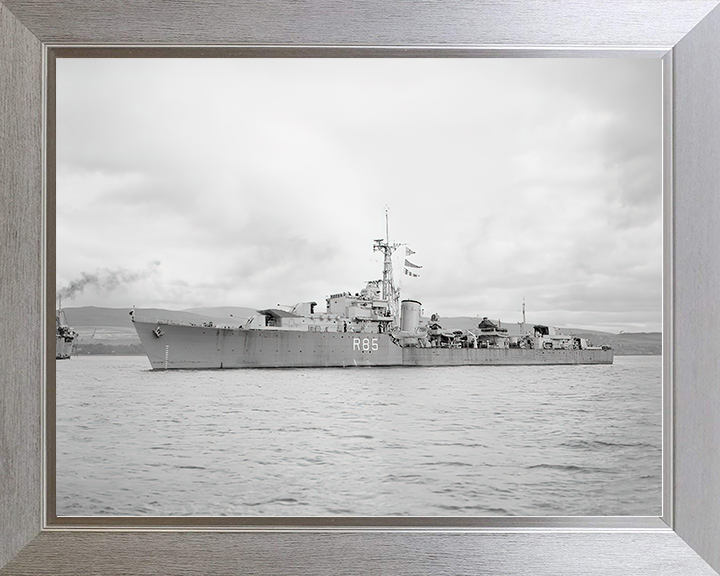 HMS Cambrian (R85) Royal Navy C Class Destroyer Port Side View Photo Print Wall Art Decor Posters, Prints, & Visual Artwork Hampshire Prints 10 x 8 Silver Frame No