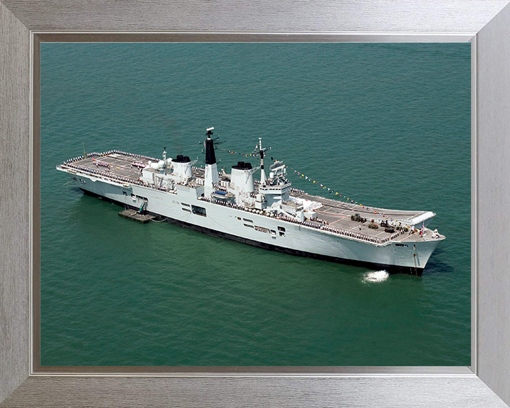 HMS Invincible (R05) Photo Print - Trafalgar 200 - Royal Navy Invincible Class Aircraft Carrier Hampshire Prints 10 x 8 Silver Frame No