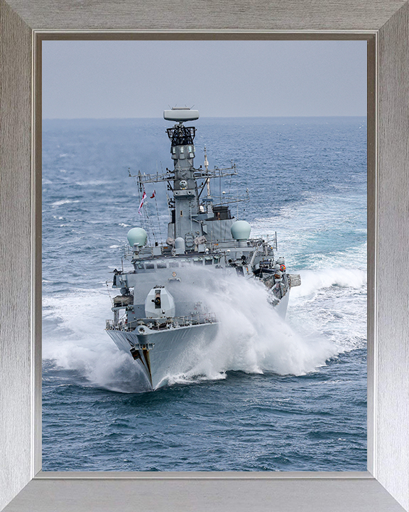 HMS Iron Duke (F234) Photo Print - Bow View 2025 - Royal Navy Type 23 Frigate Hampshire Prints 10 x 8 Silver Frame No