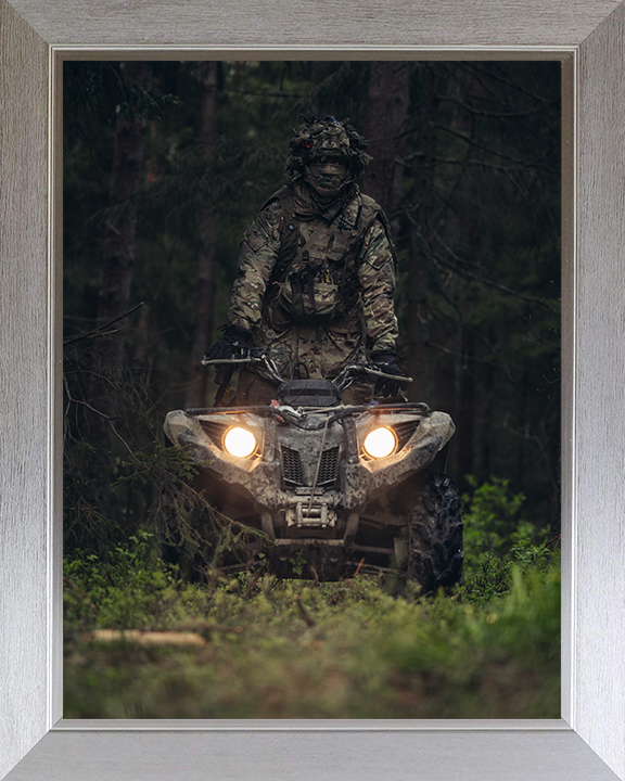 Soldier Riding a Quad bike Photo Print - British Army Hampshire Prints 10 x 8 Silver Frame No