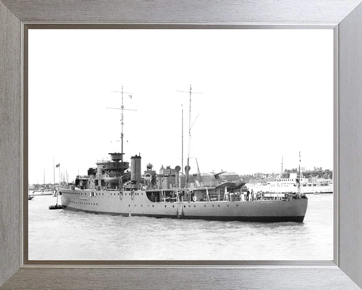 HMS Bittern (L07) Royal Navy Bittern Class Sloop Warship At A Buoy Photo Print Wall Art Decor Posters, Prints, & Visual Artwork Hampshire Prints 10 x 8 Silver Frame No