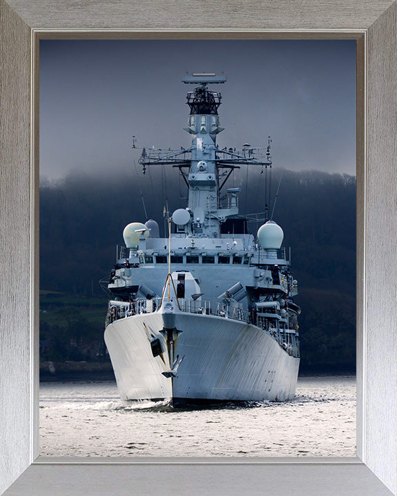 HMS Portland (F79) Photo Print - Low Bow View - Royal Navy Type 23 Frigate Hampshire Prints 10 x 8 Silver frame No