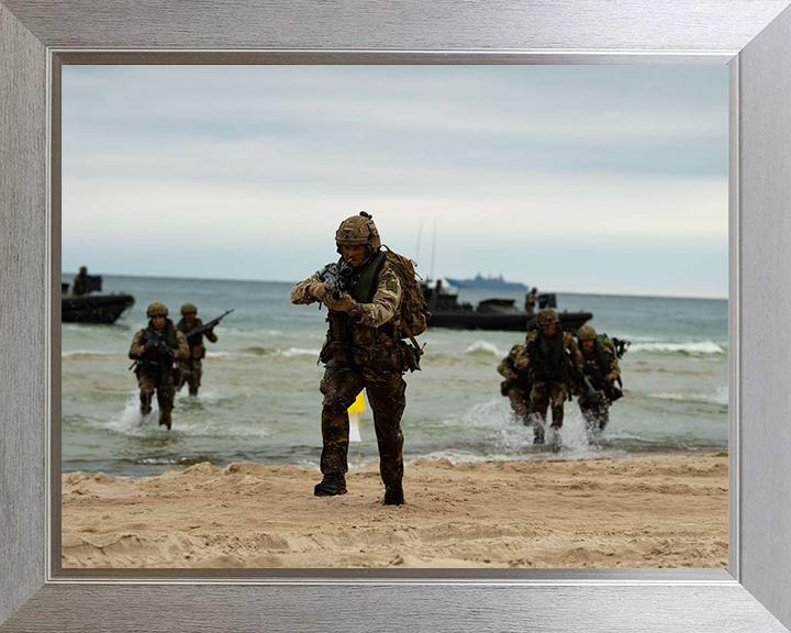 Royal Marines Beach Assault Photo Print - 45 Commando Hampshire Prints 10 x 8 Silver Frame No