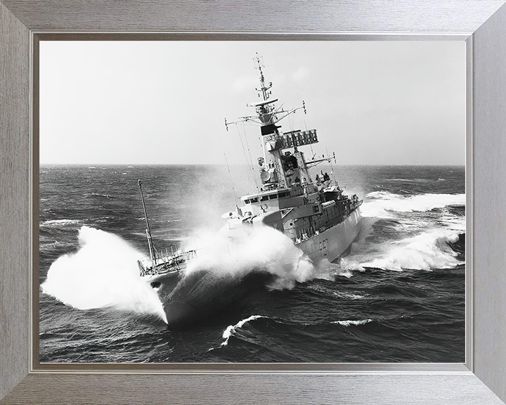 HMS Andromeda (F57) Royal Navy Leander Class Frigate In Rough Seas Photo Print Wall Art Decor Posters, Prints, & Visual Artwork Hampshire Prints 10 x 8 Silver Frame No