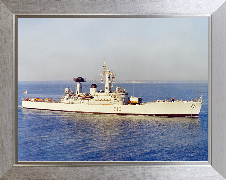 HMS Diomede (F16) Royal Navy Leander Class Frigate Entering Portsmouth Photo Print Wall Art Decor Posters, Prints, & Visual Artwork Hampshire Prints 10 x 8 Silver Frame No