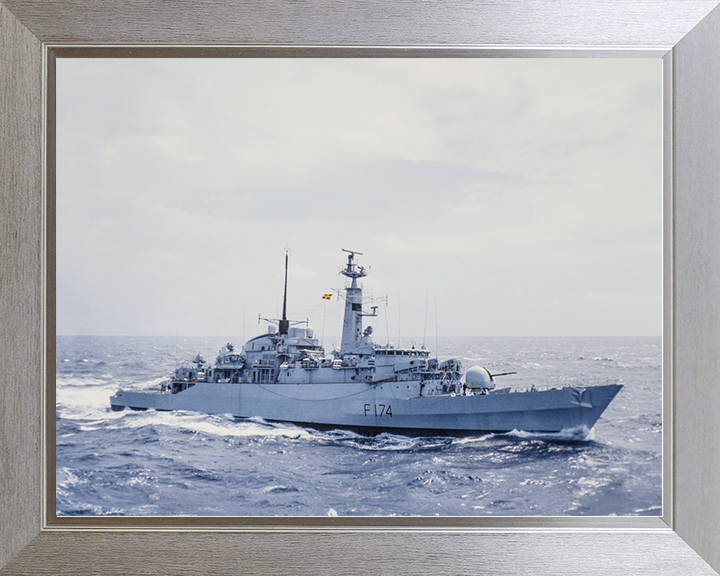 HMS Alacrity (F174) Royal Navy Type 21 Frigate Starboard View At Sea Photo Print Wall Art Naval Decor Posters, Prints, & Visual Artwork Hampshire Prints 10 x 8 Silver Frame No