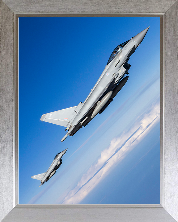 RAF Typhoon Jets In Flight Over Nevada 2026 Royal Air Force Aircraft Photo Print Wall Art Aviation Decor UK Posters, Prints, & Visual Artwork Hampshire Prints 10 x 8 Silver Frame No