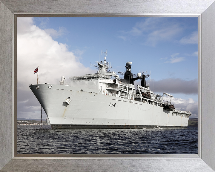 HMS Albion (L14) Royal Navy Albion Class Amphibious Ship Port Bow View Photo Print Wall Art Naval Decor UK Posters, Prints, & Visual Artwork Hampshire Prints 10 x 8 Silver Frame No