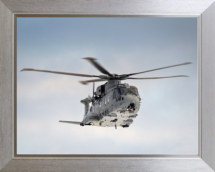 Merlin MK4 Helicopter Front View in Flight 2026 Royal Navy Aircraft Photo Print Wall Art Naval Decor UK Posters, Prints, & Visual Artwork Hampshire Prints 10 x 8 Silver Frame No