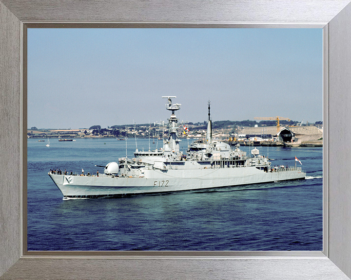 HMS Ambuscade (F172) Royal Navy Type 21 Frigate Leaving Harbour Photo Print Wall Art Decor Posters, Prints, & Visual Artwork Hampshire Prints 10 x 8 Silver Frame No
