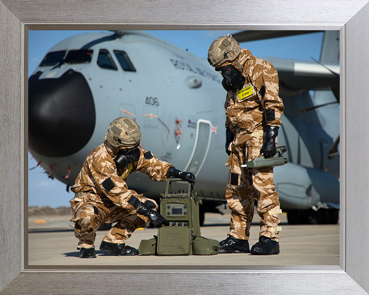 RAF Regiment CBRN Team Photo Print - Royal Air Force Hampshire Prints 10 x 8 Silver Frame No