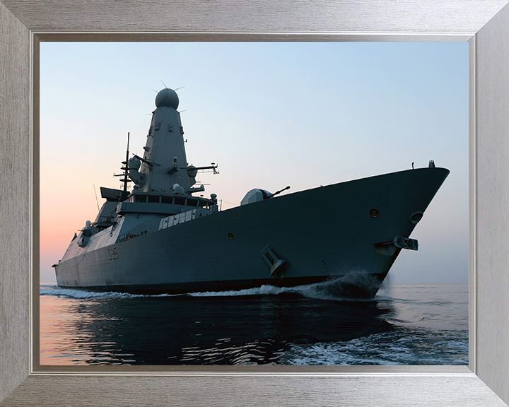HMS Dragon (D35) Photo Print - Operation Kipion 2013 - Royal Navy Type 45 Destroyer Hampshire Prints 10 x 8 Silver Frame No