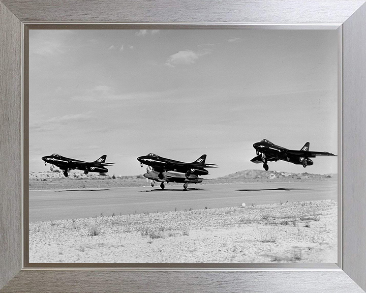 RAF Hunter F6s fighter aircraft Akrotiri 1961 Photo Print - Royal Air Force Aircraft Hampshire Prints 10 x 8 Silver Frame No