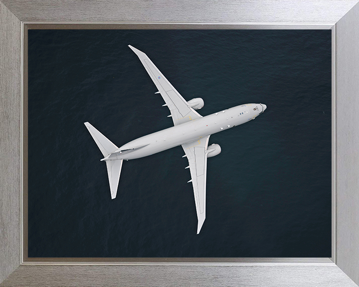 RAF Poseidon in flight from above Photo Print - Royal Air Force Aircraft Hampshire Prints 10 x 8 Silver Frame No
