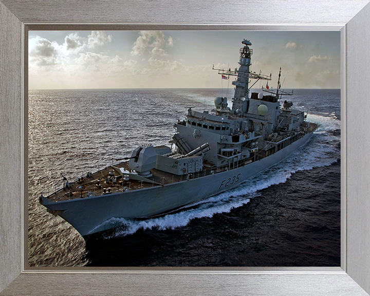 HMS Monmouth (F235) Photo Print - Port Bow View 2011 - Royal Navy Type 23 Frigate Hampshire Prints 10 x 8 Silver Frame No