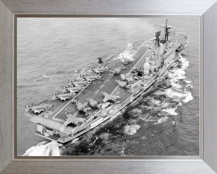 HMS Ark Royal (R09) Royal Navy Audacious Class Aircraft Carrier Flight Deck View Photo Print Wall Art Decor Posters, Prints, & Visual Artwork Hampshire Prints 10 x 8 Silver Frame No