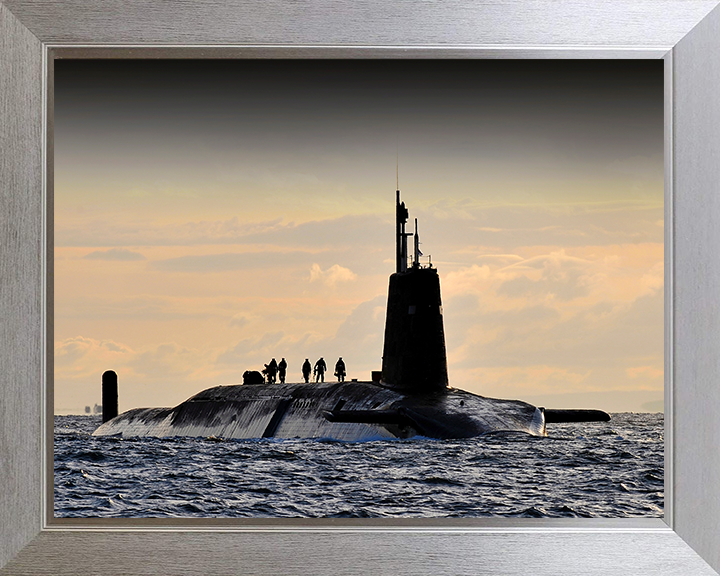 HMS Vanguard (S28) Photo Print - Sunset 2010 - Royal Navy Vanguard Class Submarine Hampshire Prints 10 x 8 Silver Frame No