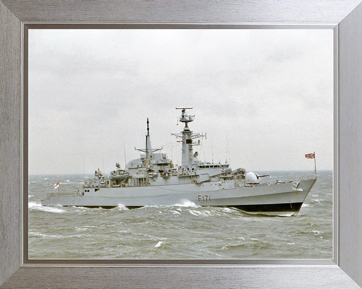 HMS Active (F171) Royal Navy Type 21 Frigate Photo Print Underway Warship Wall Art Posters, Prints, & Visual Artwork Hampshire Prints 10 x 8 Silver Frame No