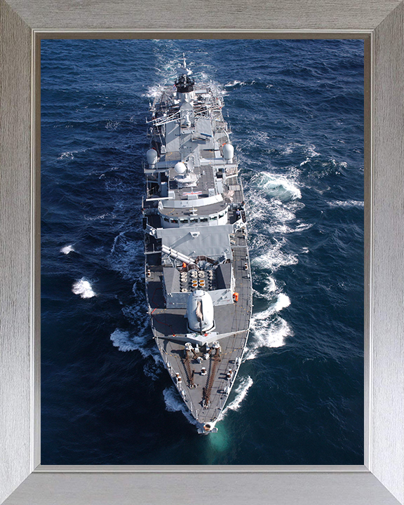 HMS Argyll (F231) Photo Print - From Above 2004 - Royal Navy Type 23 Frigate Posters, Prints, & Visual Artwork Hampshire Prints 10 x 8 Silver Frame No