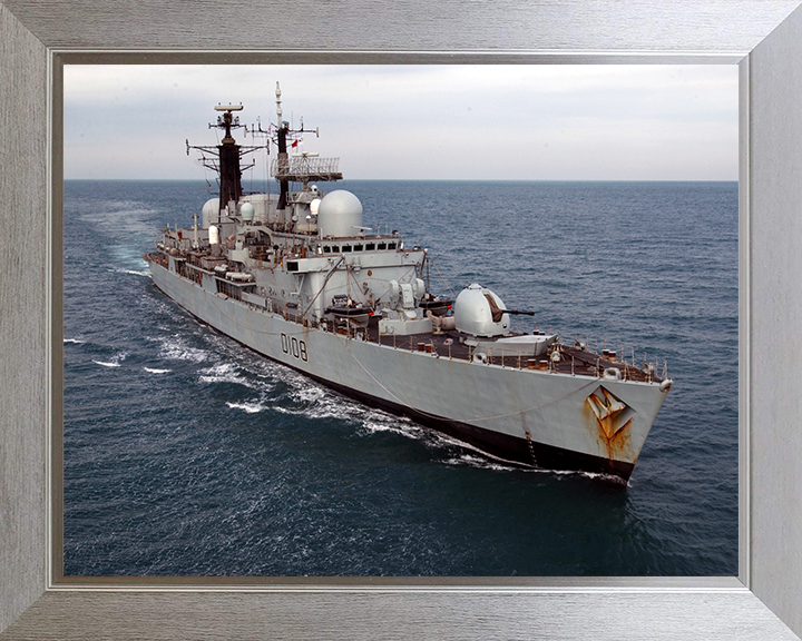 HMS Cardiff (D108) Photo Print - At Sea 2002 - Royal Navy Type 42 Destroyer Hampshire Prints 10 x 8 Silver Frame No