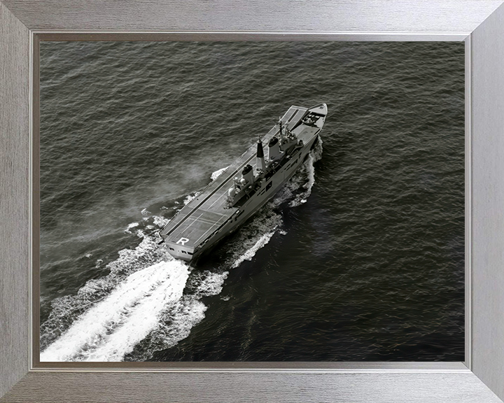HMS Ark Royal (R07) Photo Print - Sea Trials 1985 - Royal Navy Invincible Class Aircraft Carrier Hampshire Prints 10 x 8 Silver Frame No