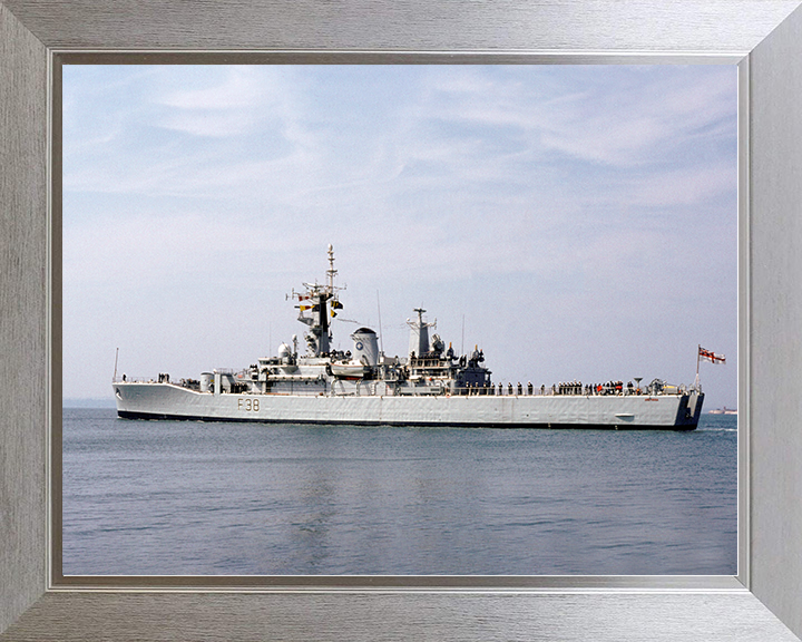 HMS Arethusa (F38) Royal Navy Leander Class Frigate Leaving Portsmouth Photo Print Wall Art Decor Posters, Prints, & Visual Artwork Hampshire Prints 10 x 8 Silver Frame No