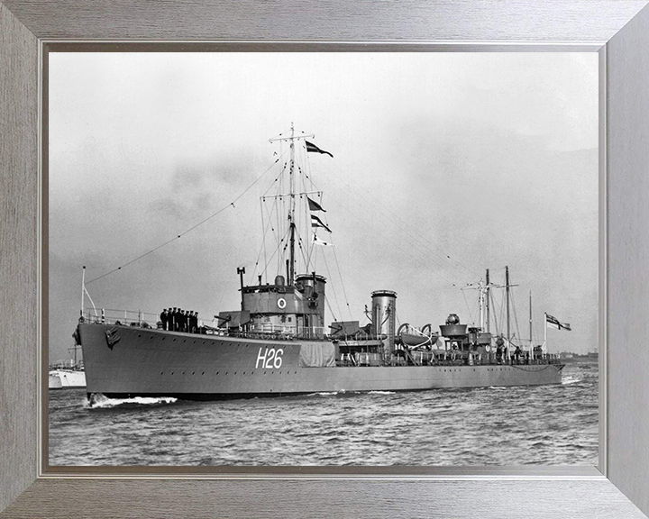 HMS Sardonyx (H26) Photo Print - At at sea 1933 - Royal Navy S Class Destroyer Posters, Prints, & Visual Artwork Hampshire Prints 10 x 8 Silver Frame No