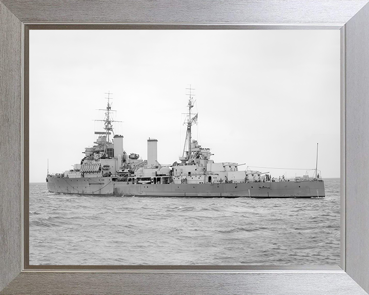 HMS Gambia (48) Photo Print - At Sea - Royal Navy Fiji Class Light Cruiser Hampshire Prints 10 x 8 Silver Frame No