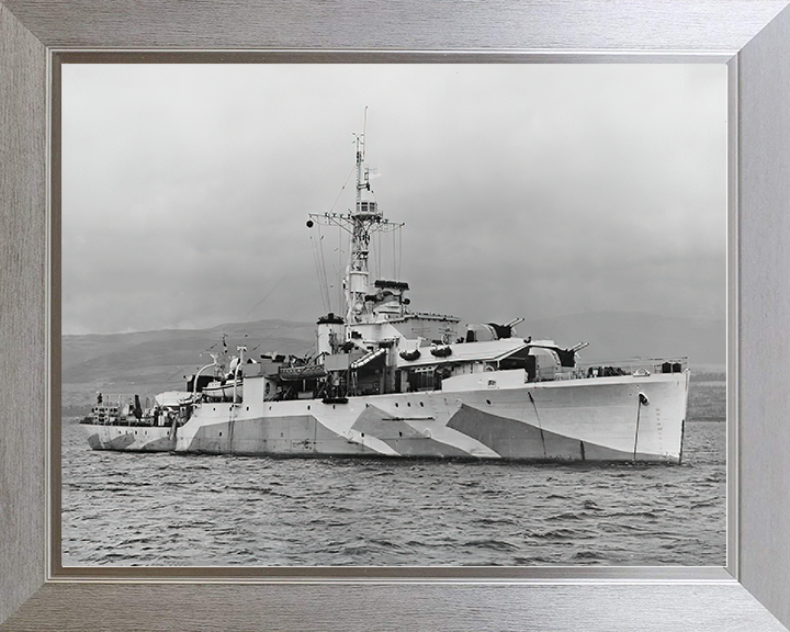 HMS Amethyst (F116) Royal Navy Black Swan Class Sloop Warship Starboard View Photo Print Wall Art Decor Posters, Prints, & Visual Artwork Hampshire Prints 10 x 8 Silver Frame No