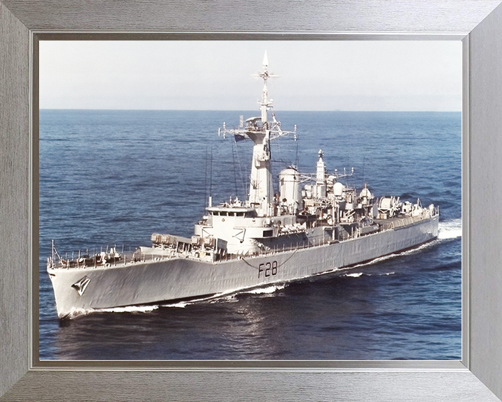 HMS Cleopatra (F28) Royal Navy Leander Class Frigate High Port Bow View Photo Print Wall Art Decor Posters, Prints, & Visual Artwork Hampshire Prints 10 x 8 Silver Frame No