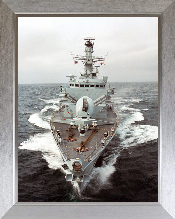 HMS Somerset (F82) Photo Print - At Sea 2003 - Royal Navy Type 23 Frigate Posters, Prints, & Visual Artwork Hampshire Prints 10 x 8 Silver Frame No