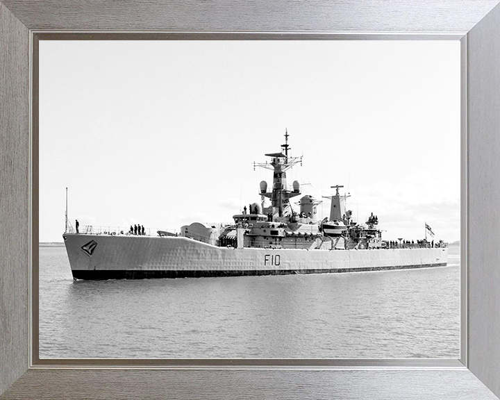 HMS Aurora (F10) Royal Navy Leander Class Frigate Entering Harbour Photo Print Wall Art Decor Posters, Prints, & Visual Artwork Hampshire Prints 10 x 8 Silver Frame No