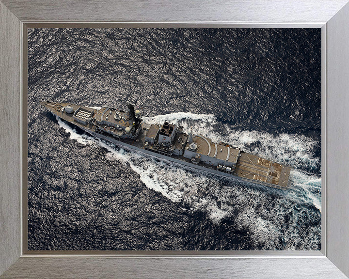 HMS Lancaster (F229) Photo Print - From The Air - Royal Navy Type 23 Frigate Hampshire Prints 10 x 8 Silver Frame No