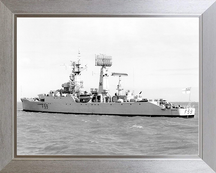 HMS Chichester (F59) Royal Navy Salisbury Class Frigate Port Side View Photo Print Wall Art Decor Posters, Prints, & Visual Artwork Hampshire Prints 10 x 8 Silver Frame No