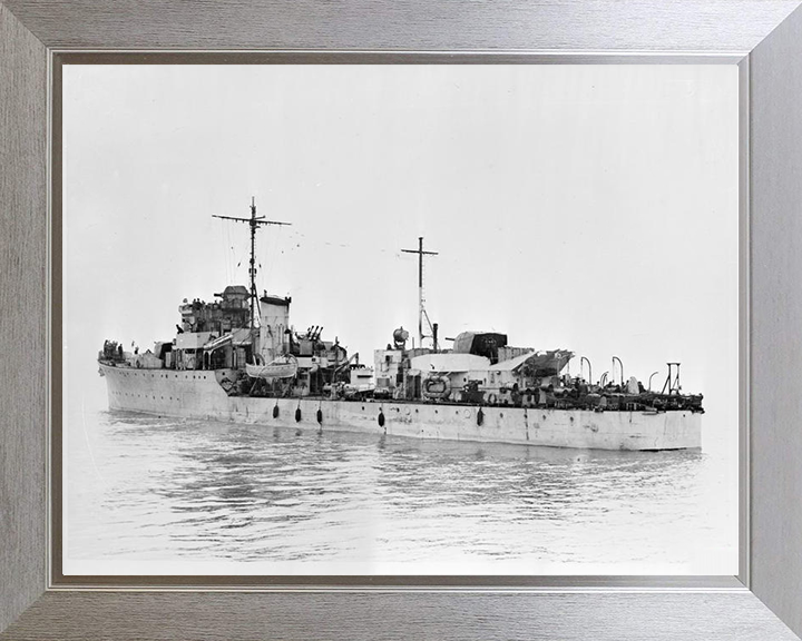 HMS Albrighton (L12) Royal Navy Hunt Class Destroyer Port Side View Photo Print Wall Art Naval Decor Posters, Prints, & Visual Artwork Hampshire Prints 10 x 8 Silver Frame No