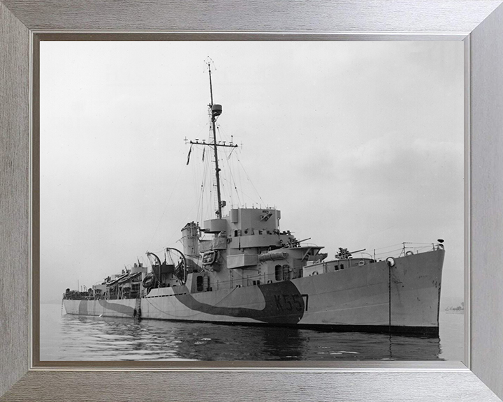 HMS Riou (K557) Photo Print - at sea 1944 - Royal Navy Captain Class Frigate Posters, Prints, & Visual Artwork Hampshire Prints 10 x 8 Silver Frame No