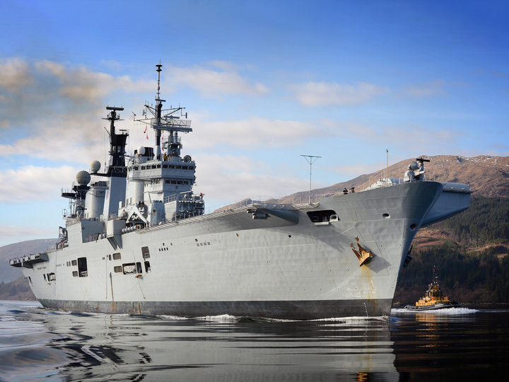 HMS Illustrious R06 Invincible Class Aircraft Carrier Glen Mallan Starboard Bow